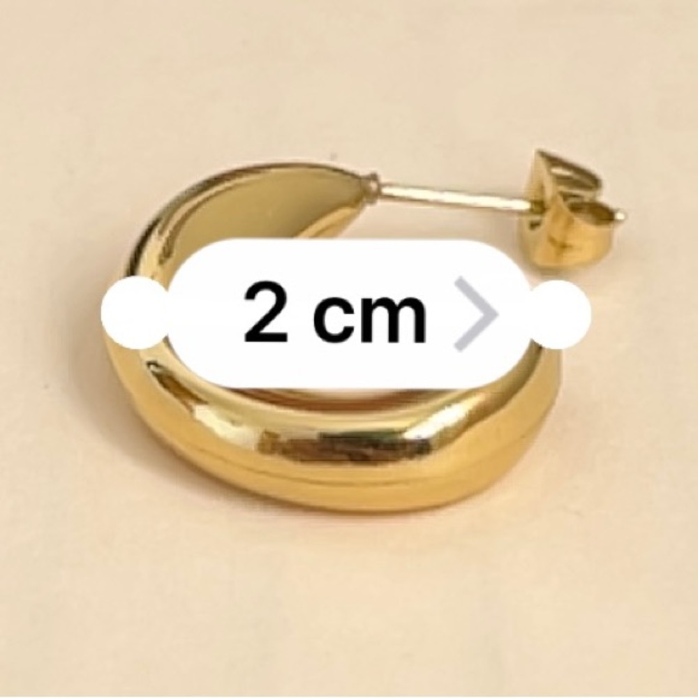 Half moon hoops, stainless steel 18k gold plated - Picture 5 of 5